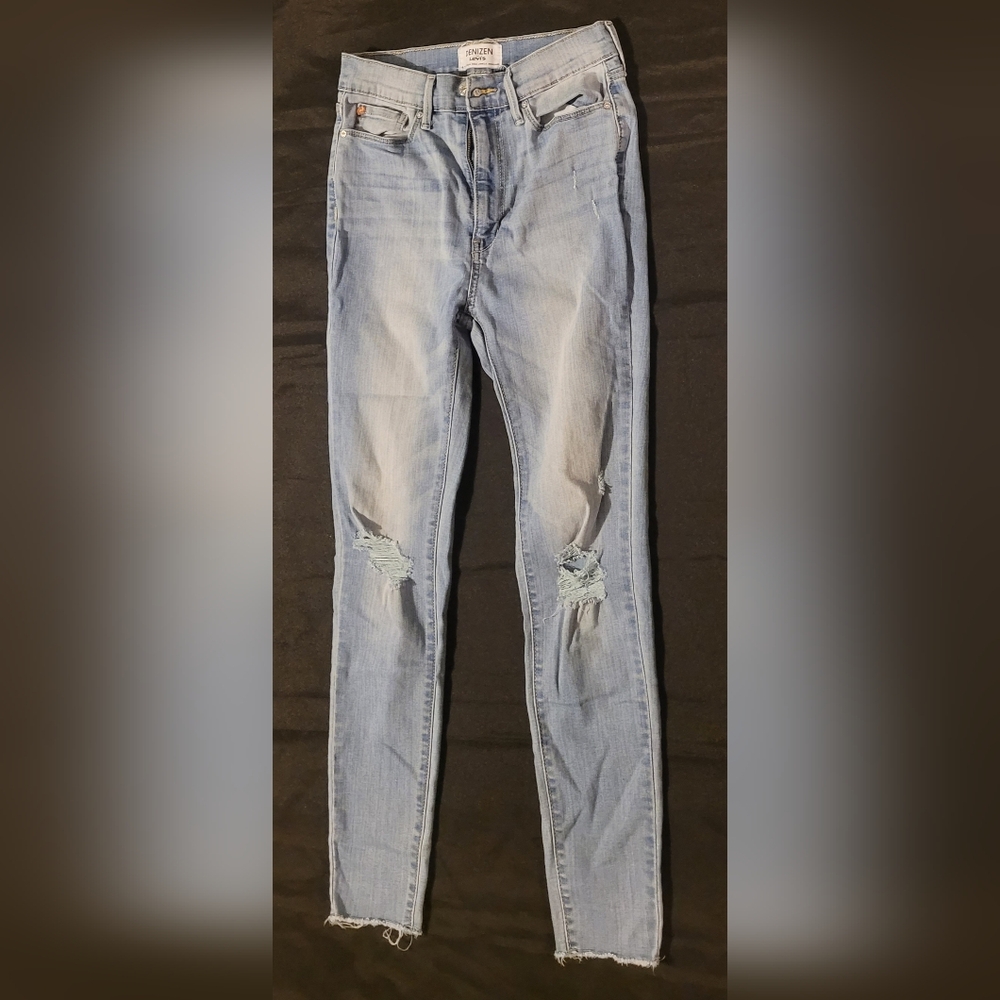 Denizen from Levi's Sky Blue Distressed Skinny Jeans